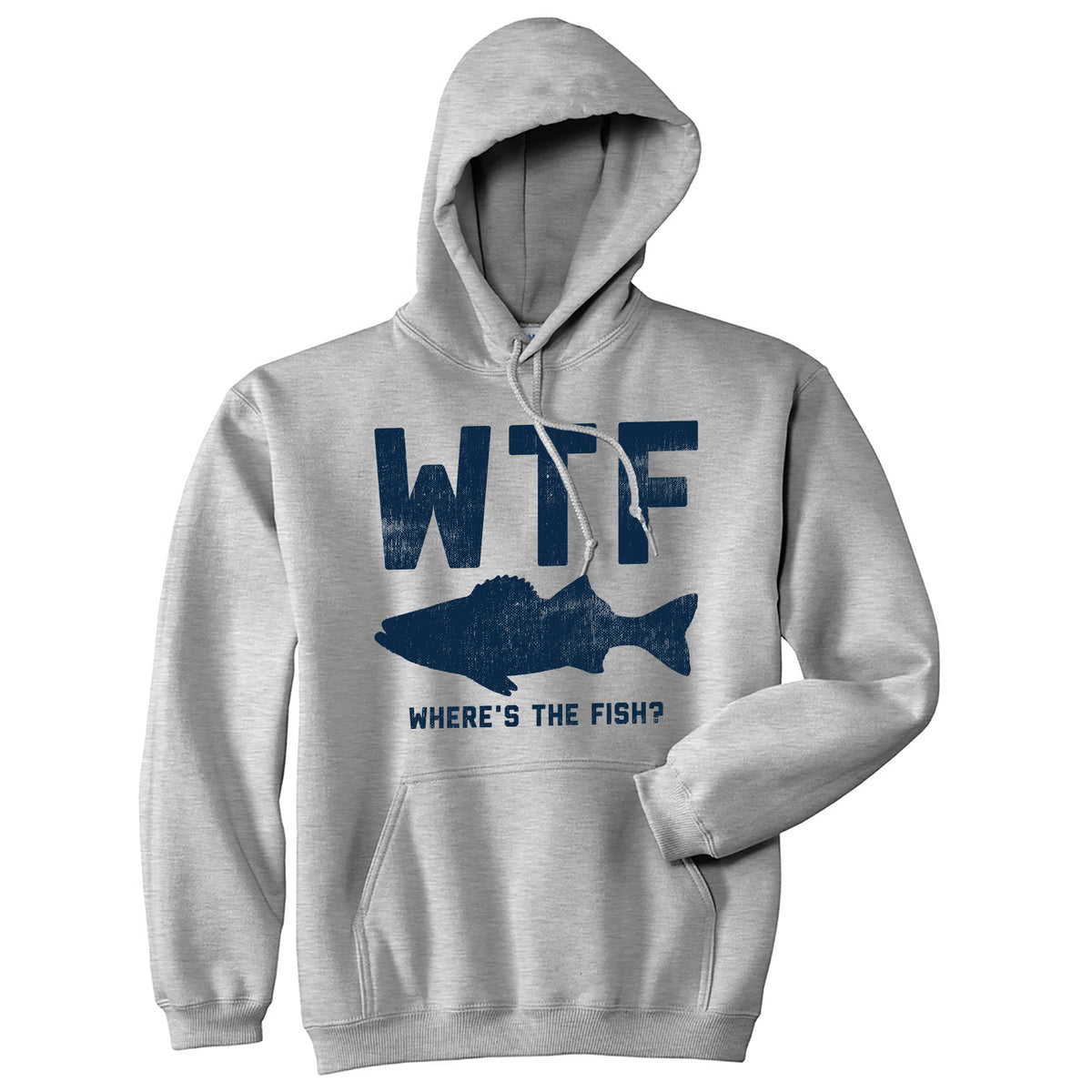 Funny Light Heather Grey - WTF WTF Wheres The Fish Hoodie Nerdy Fishing Tee