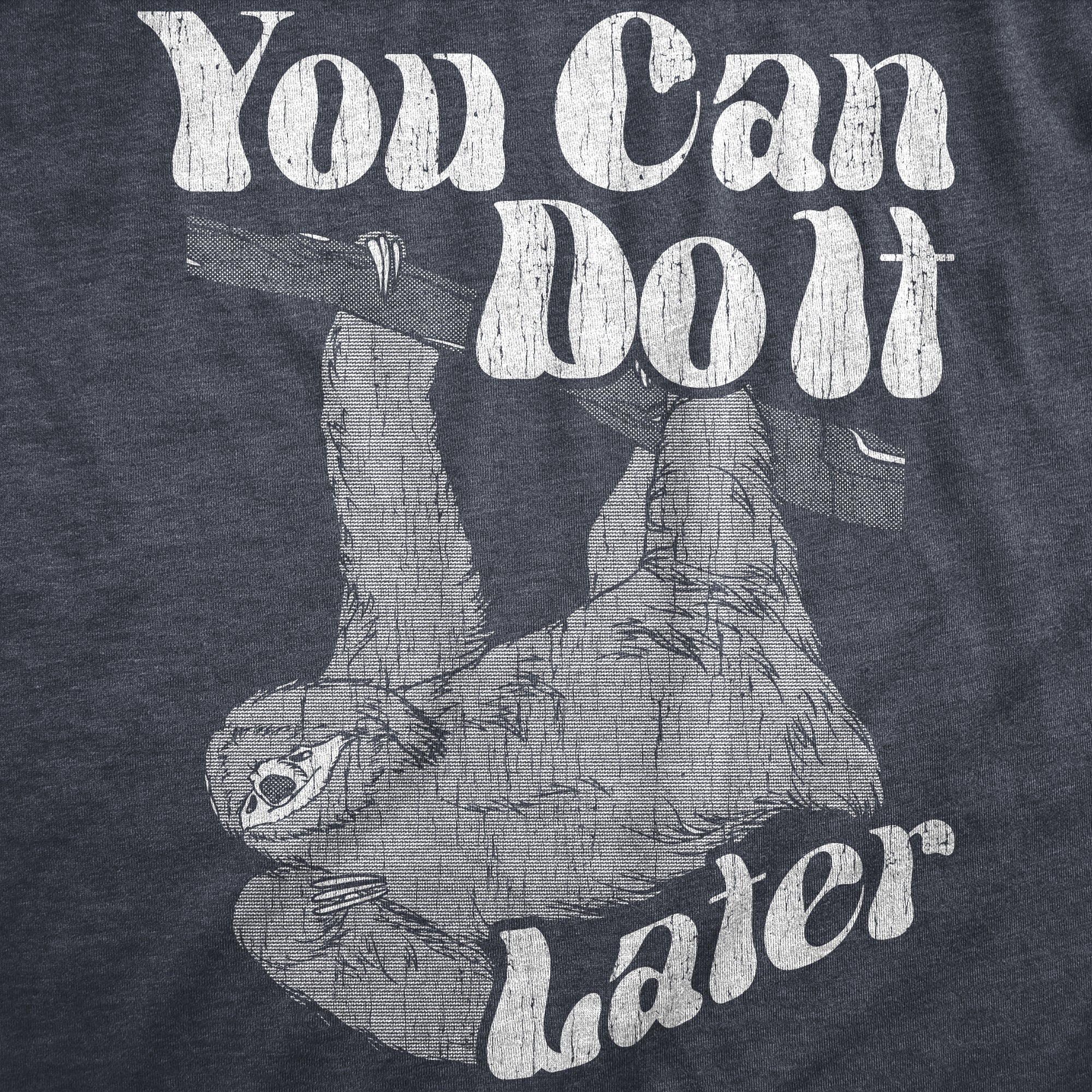 Funny Heather Navy - LATER You Can Do It Later Mens T Shirt Nerdy Sarcastic Tee