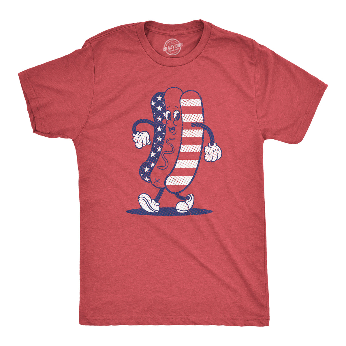 Funny Heather Red - HOTDOG Fourth Of July Hotdog Mens T Shirt Nerdy Fourth of July Food Tee