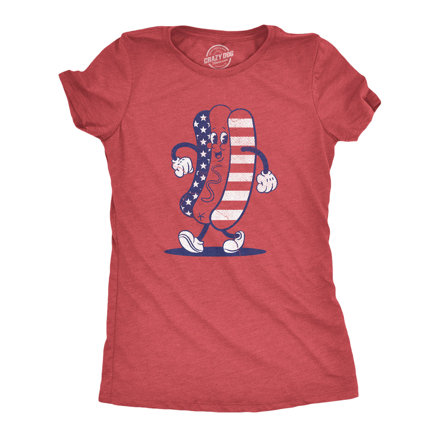 Funny Heather Red - HOTDOG Fourth Of July Hotdog Womens T Shirt Nerdy Fourth of July Food Tee
