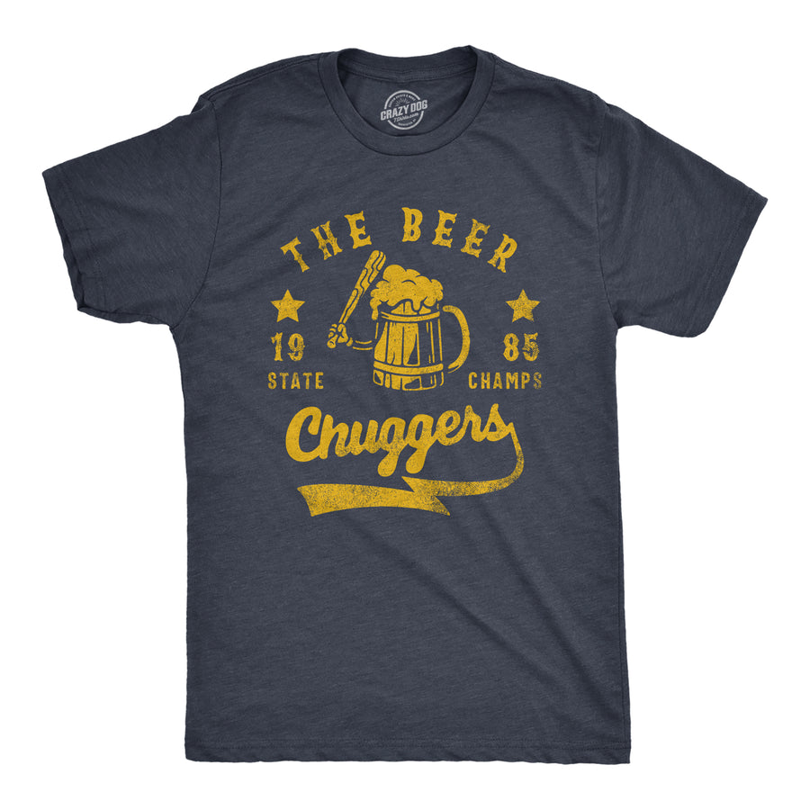 Funny Heather Navy - CHUGGERS The Beer Chuggers Mens T Shirt Nerdy Beer Drinking Baseball Tee