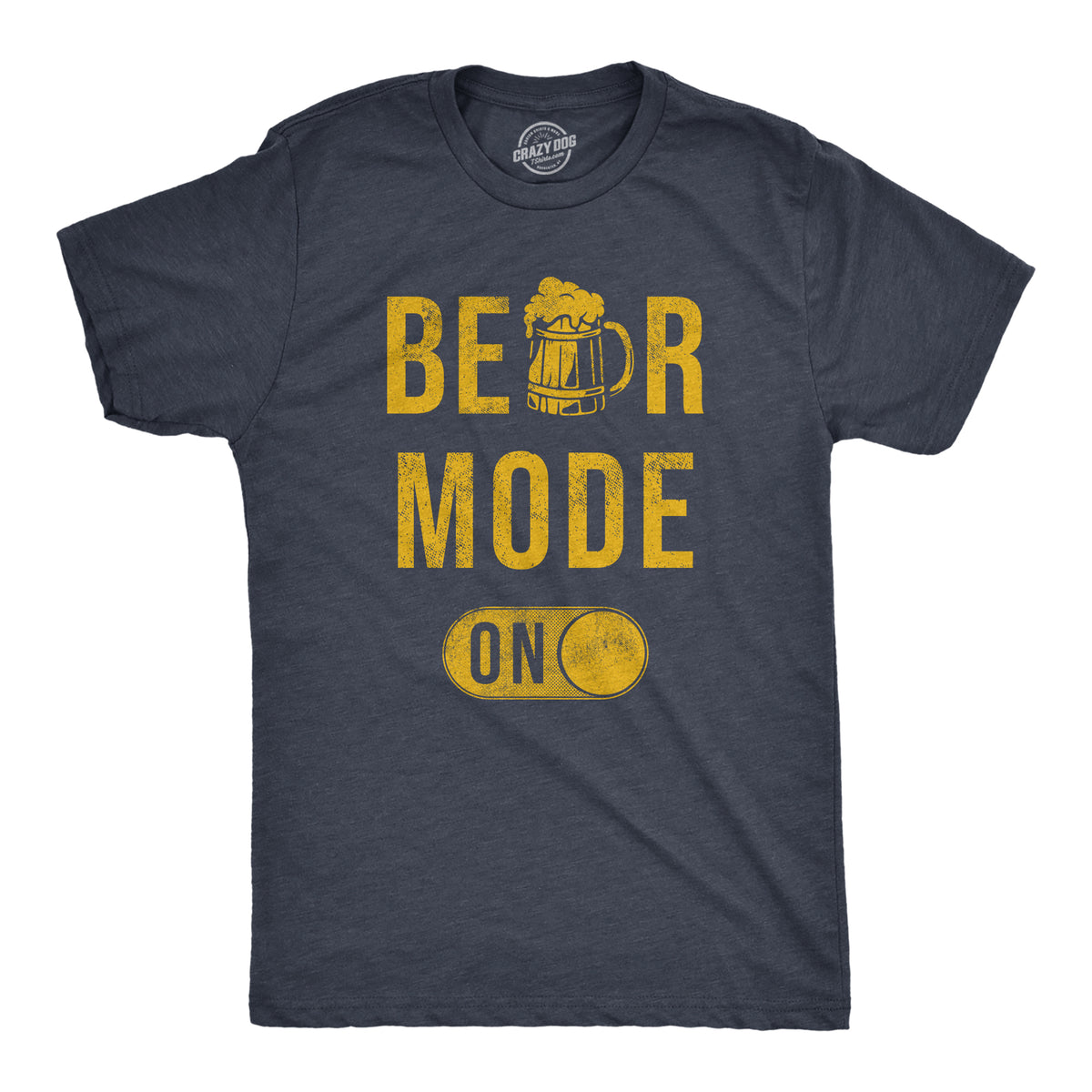 Funny Heather Navy - BEER Beer Mode On Mens T Shirt Nerdy Beer Drinking Tee