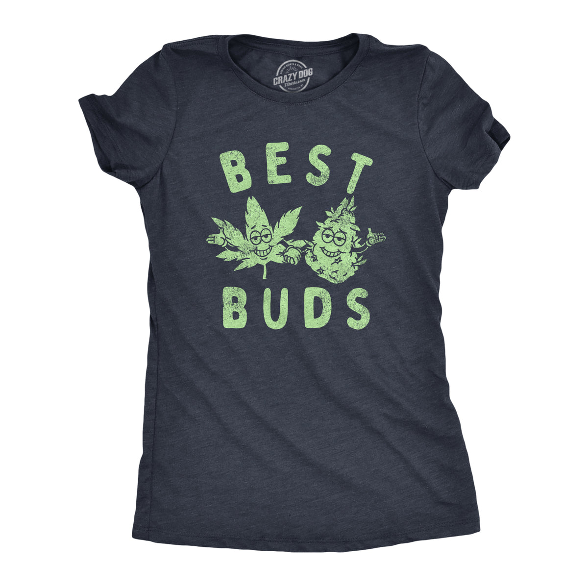 Funny Heather Navy - BUDS Best Buds Womens T Shirt Nerdy 420 sarcastic Tee