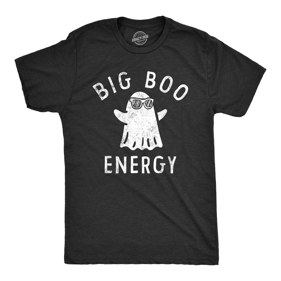 Funny Heather Black - BOO Big Boo Energy Mens T Shirt Nerdy Halloween Sarcastic Tee