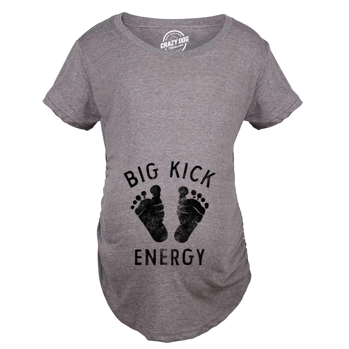 Funny Dark Heather Grey - KICK Big Kick Energy Maternity T Shirt Nerdy sarcastic Tee