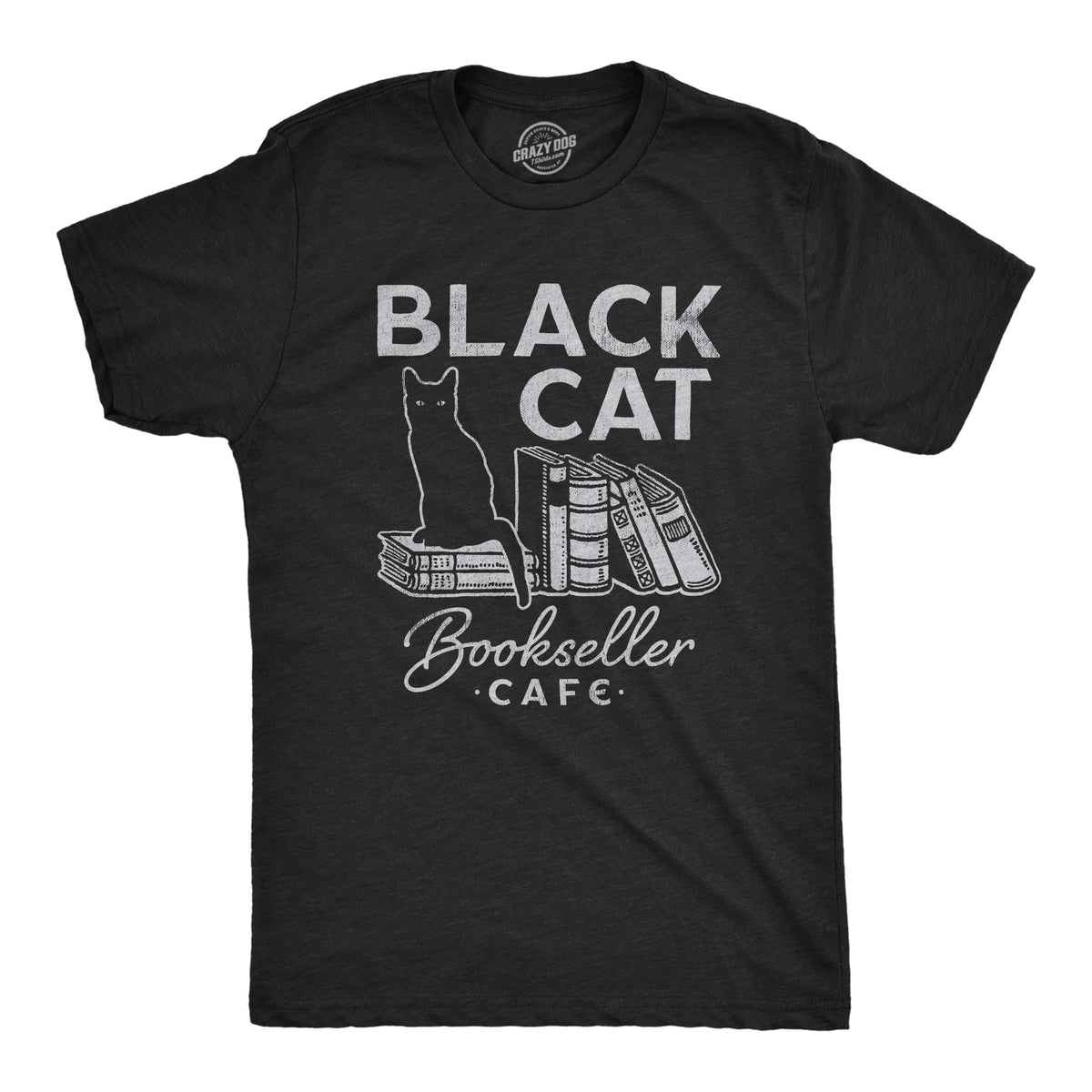 Funny Heather Black - Bookseller Black Cat Bookseller Cafe Mens T Shirt Nerdy Halloween Cat Tee
