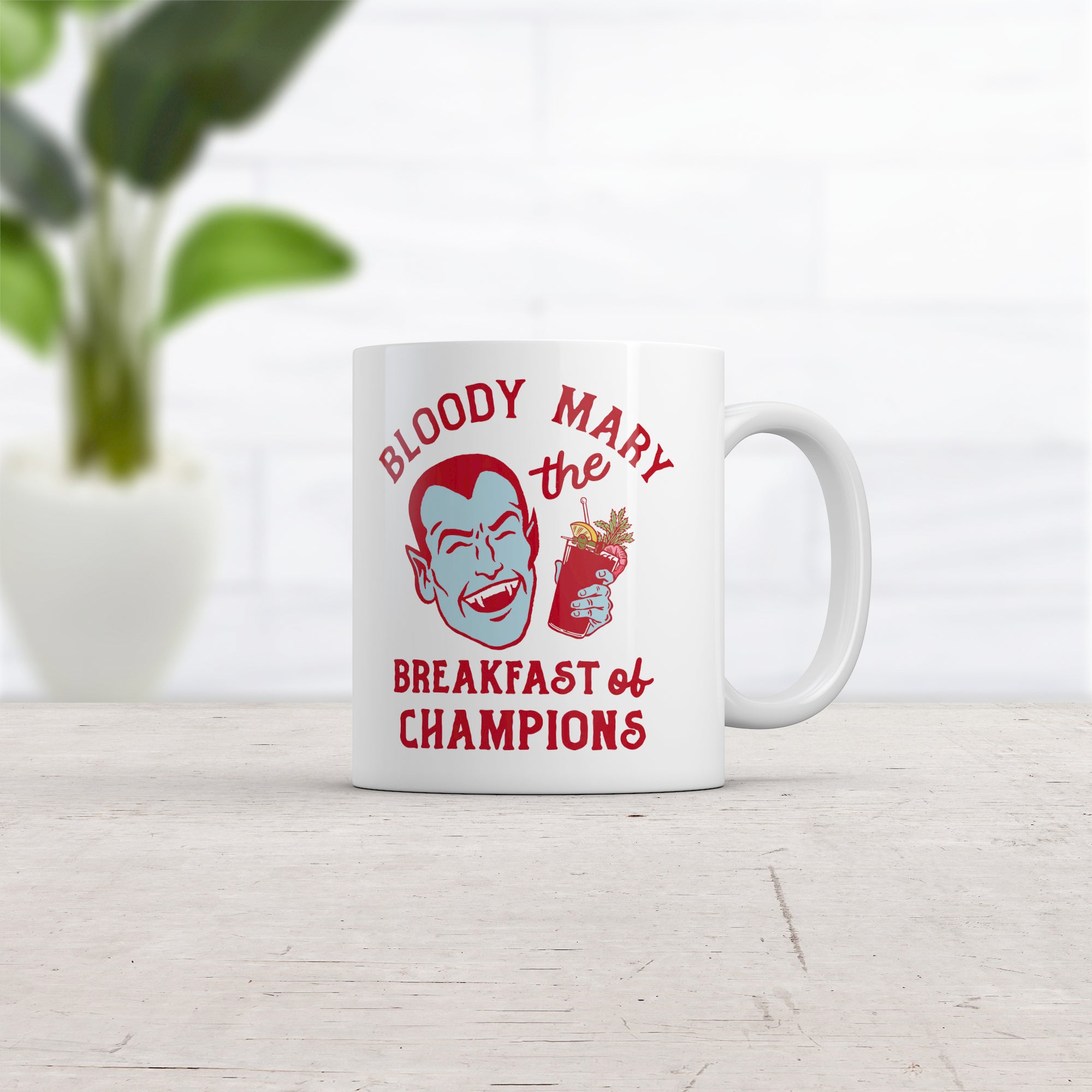 Funny White Bloody Mary The Breakfast Of Champions Coffee Mug Nerdy Halloween Sarcastic Tee