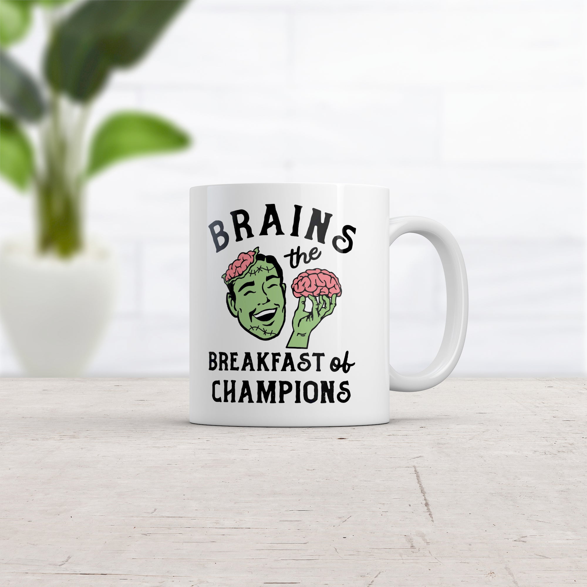 Funny White Brains The Breakfast Of Champions Coffee Mug Nerdy Halloween Sarcastic Tee