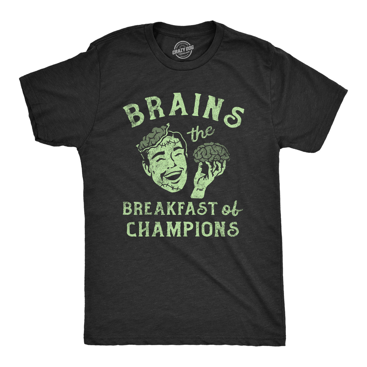 Funny Heather Black - BRAINS Brains The Breakfast Of Champions Mens T Shirt Nerdy Halloween Food zombie Tee