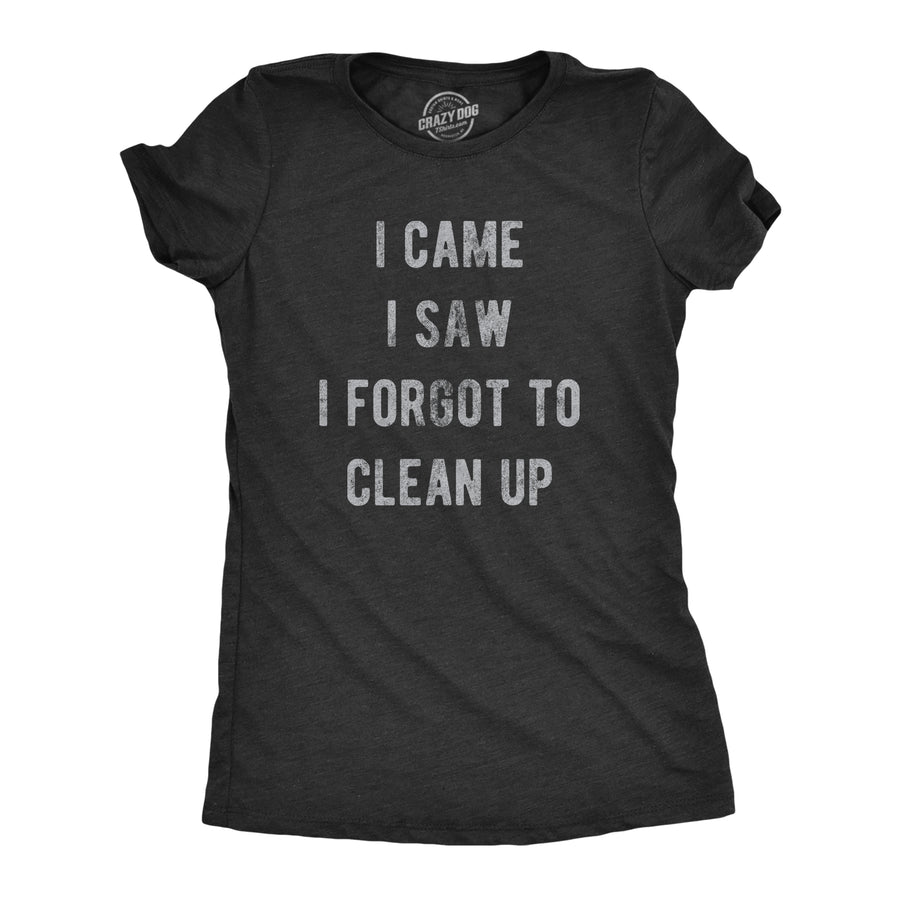 Funny Heather Black - CLEAN I Came I Saw I Forgot To Clean Up Womens T Shirt Nerdy Sarcastic Tee
