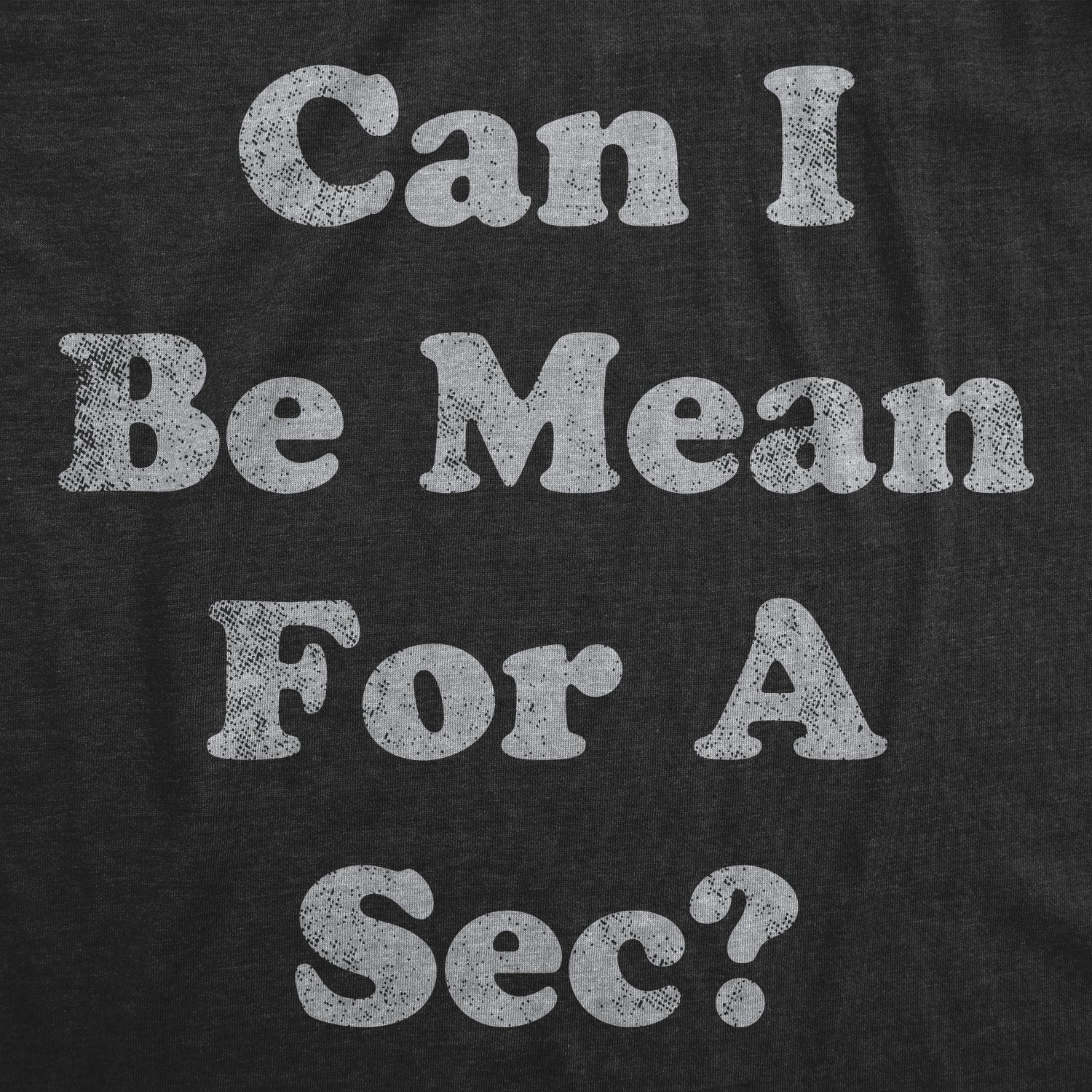 Funny Heather Black - MEAN Can I Be Mean For A Sec Mens T Shirt Nerdy Sarcastic Tee