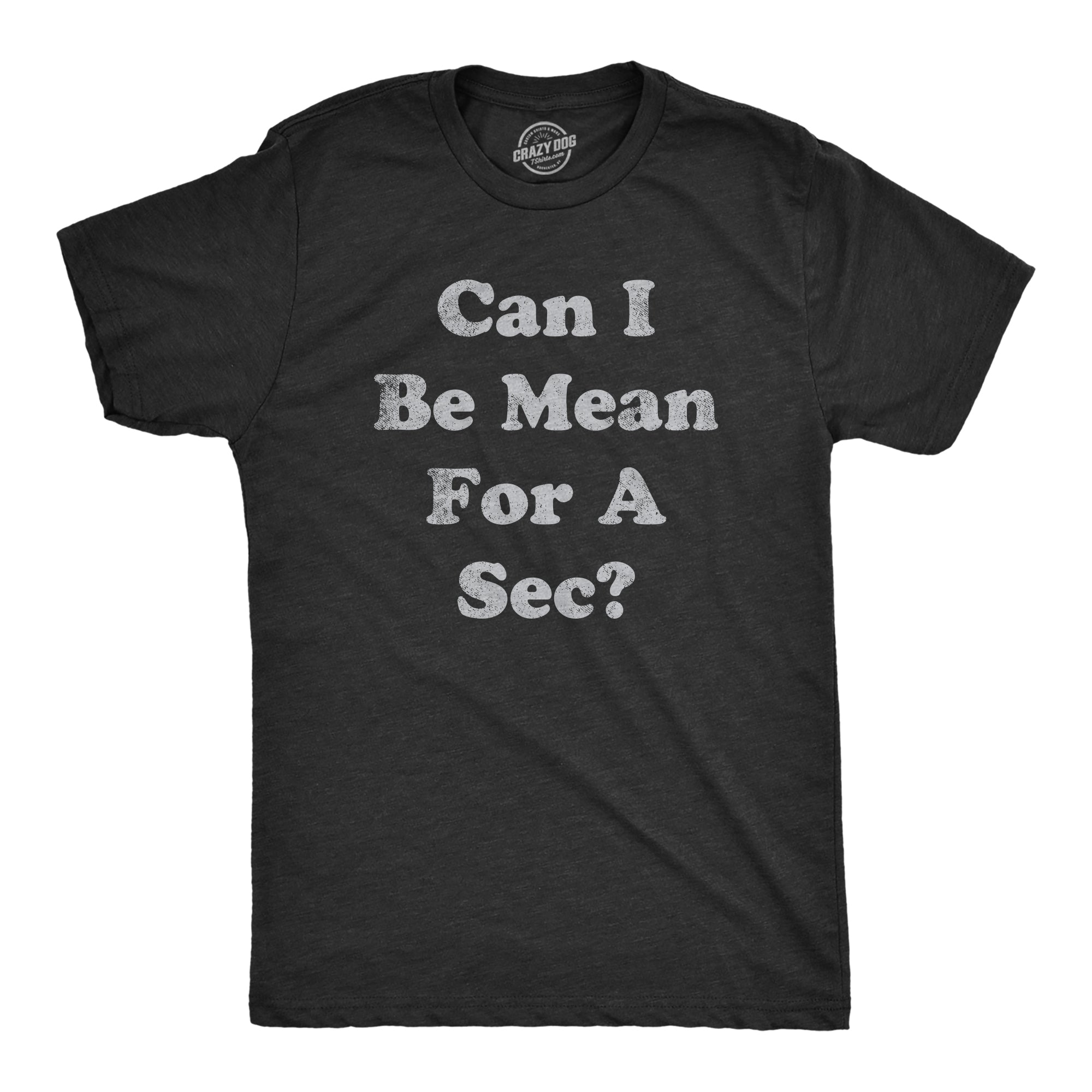 Funny Heather Black - MEAN Can I Be Mean For A Sec Mens T Shirt Nerdy Sarcastic Tee