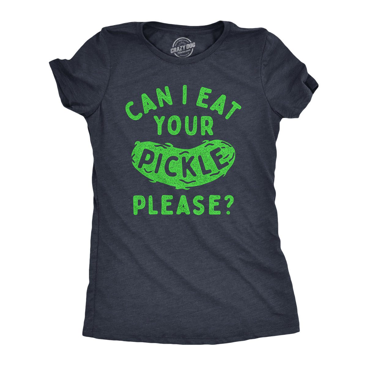Funny Heather Navy - PICKLE Can I Eat Your Pickle Please Womens T Shirt Nerdy Food Tee