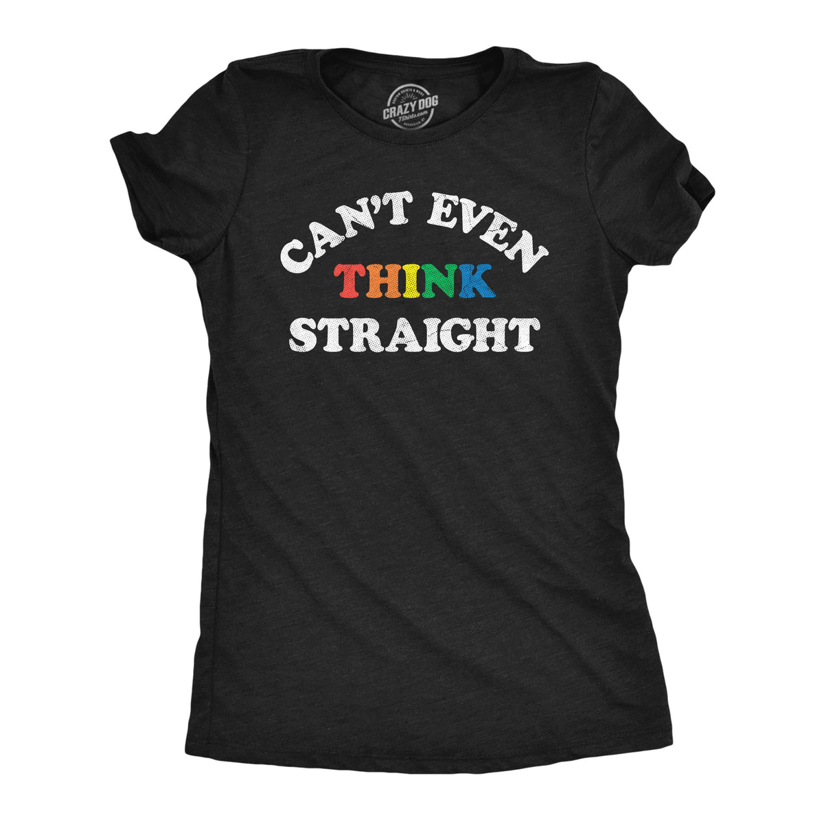 Funny Heather Black - STRAIGHT Cant Even Think Straight Womens T Shirt Nerdy sarcastic Tee