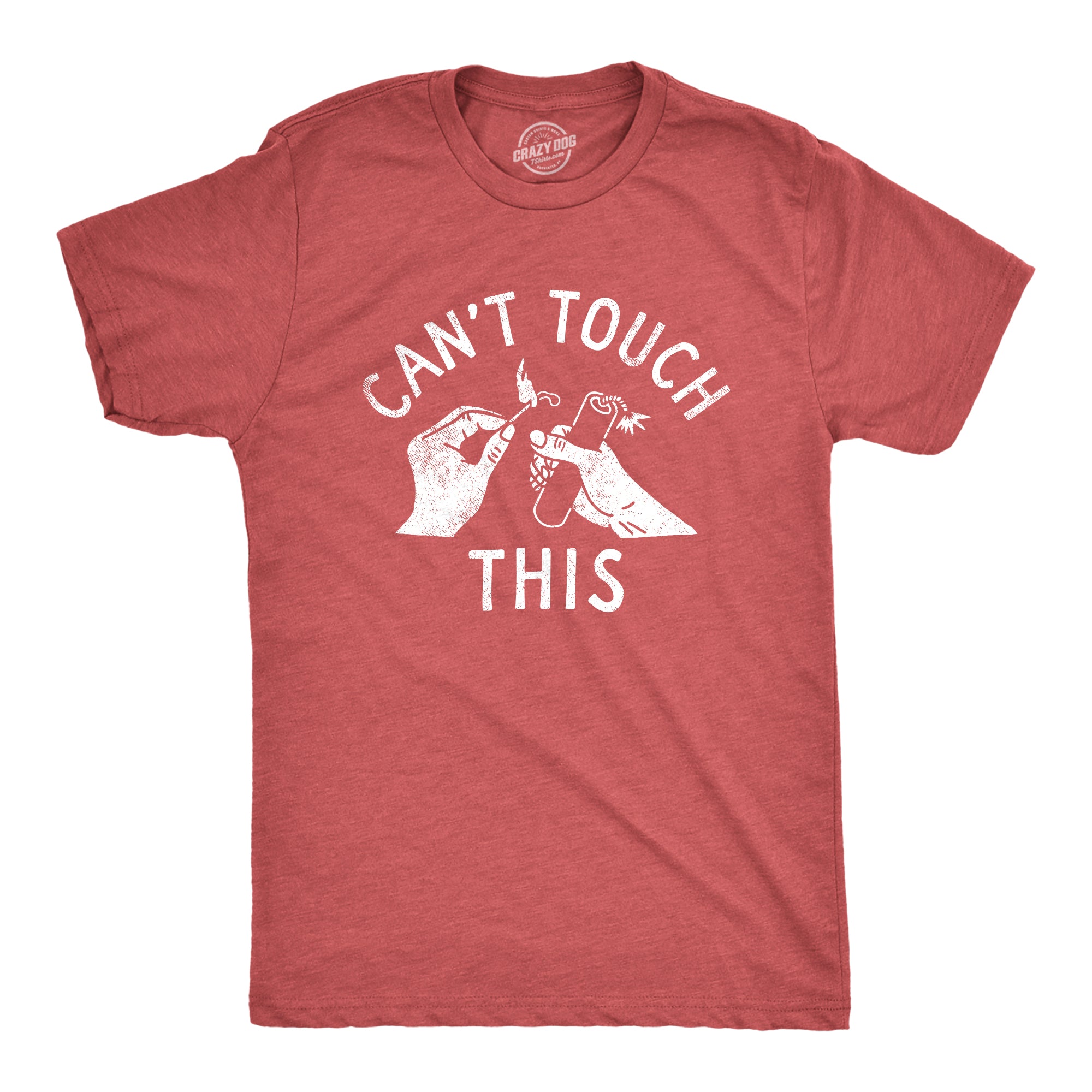 Funny Heather Red - TOUCH Cant Touch This Mens T Shirt Nerdy Sarcastic Tee