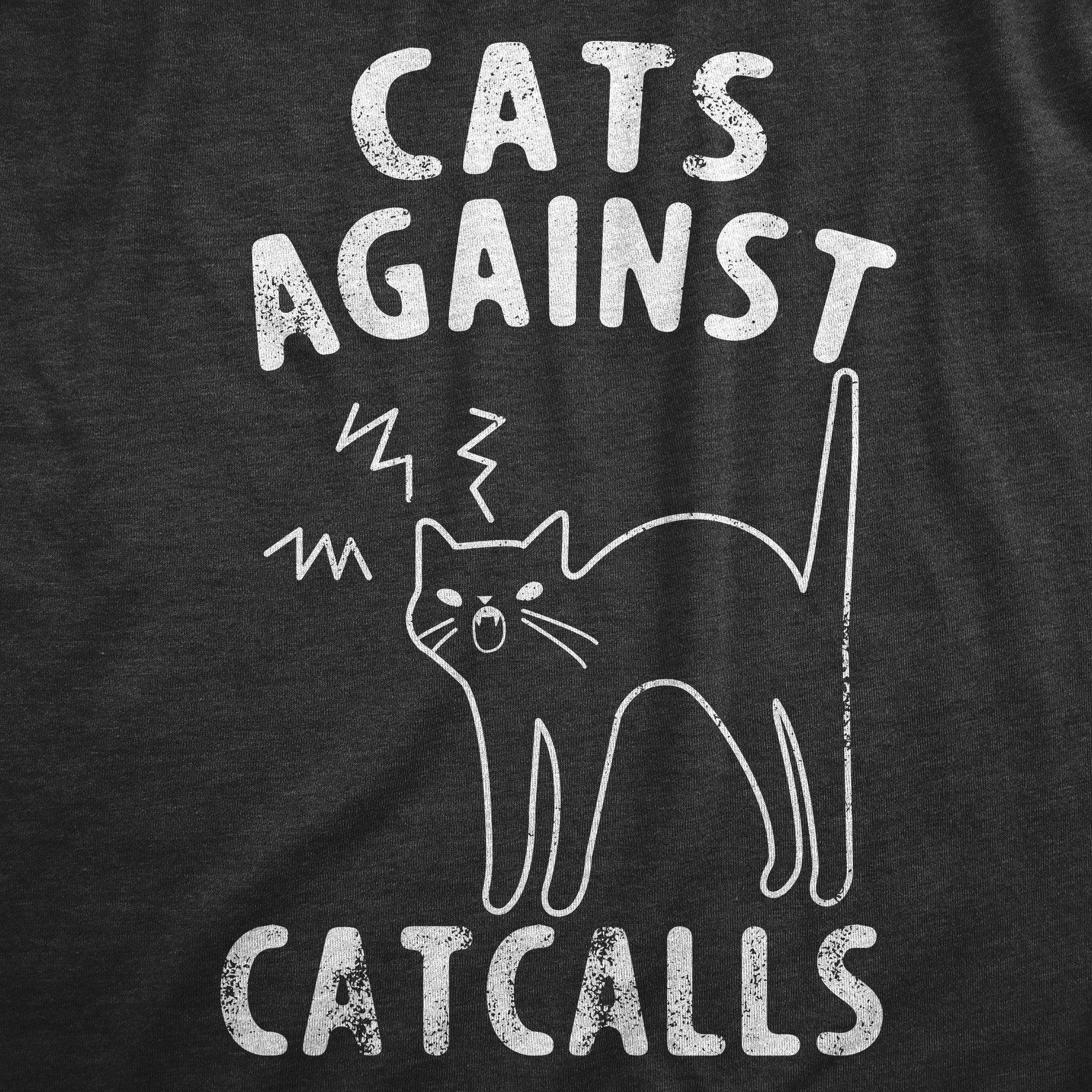 Funny Heather Black - CATCALLS Cats Against Catcalls Womens T Shirt Nerdy Sarcastic Tee