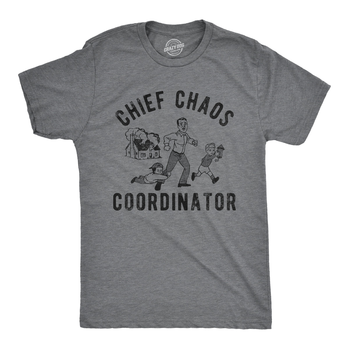 Funny Dark Heather Grey - CHAOS Chief Chaos Coordinator Mens T Shirt Nerdy Father&#39;s Day sarcastic Tee