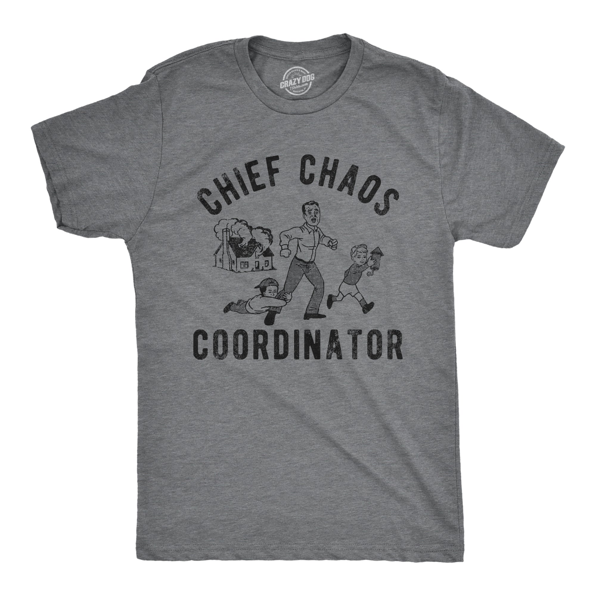 Funny Dark Heather Grey - CHAOS Chief Chaos Coordinator Mens T Shirt Nerdy Father's Day sarcastic Tee
