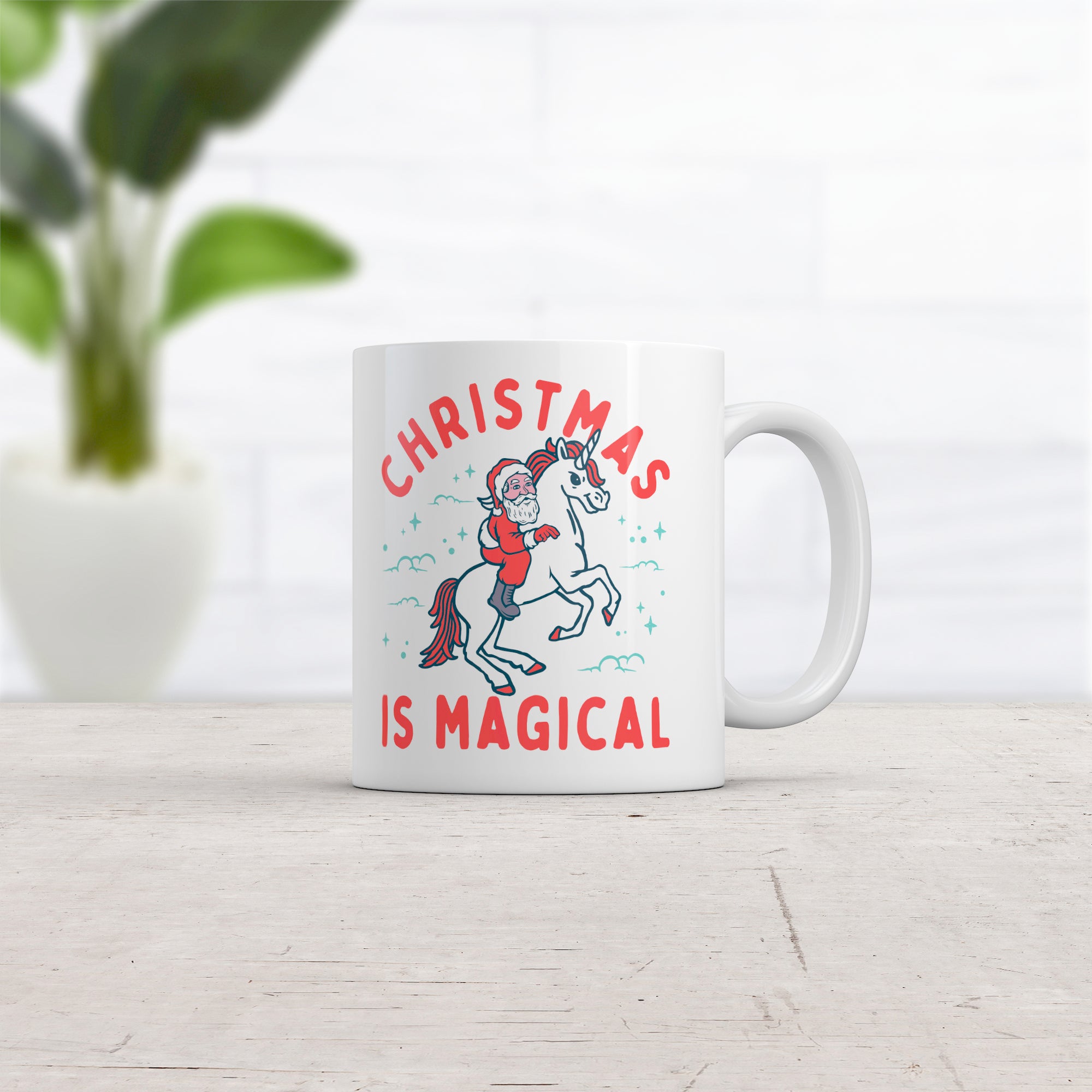 Funny White Christmas Is Magical Coffee Mug Nerdy Christmas sarcastic Unicorn Tee
