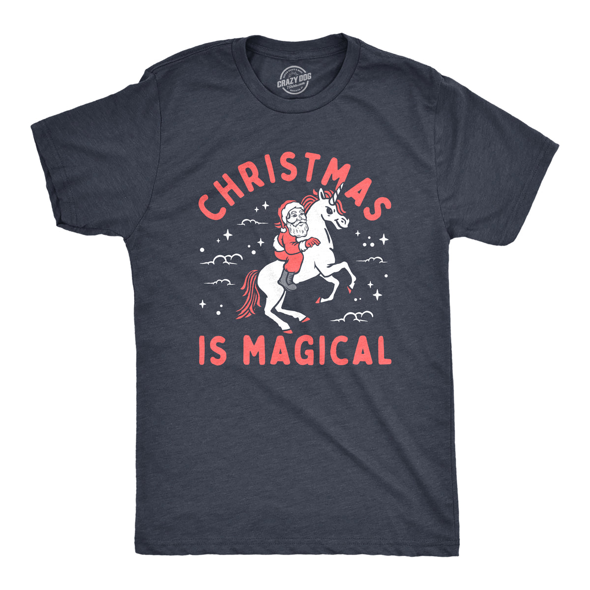 Funny Heather Navy - MAGICAL Christmas Is Magical Mens T Shirt Nerdy Christmas sarcastic Unicorn Tee