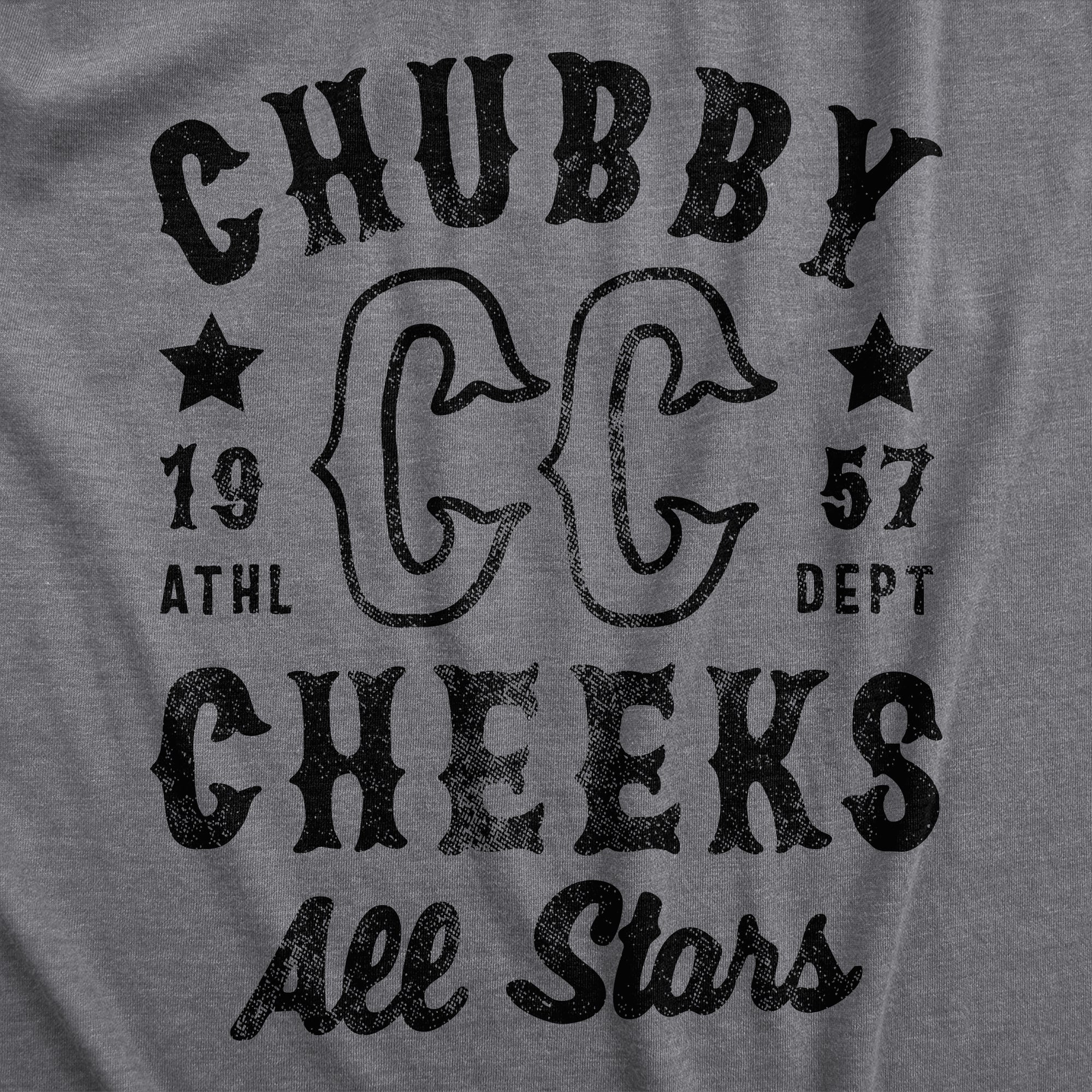 Funny Heather Black - CHEEKS Chubby Cheeks All Stars Onesie Nerdy Sarcastic Tee