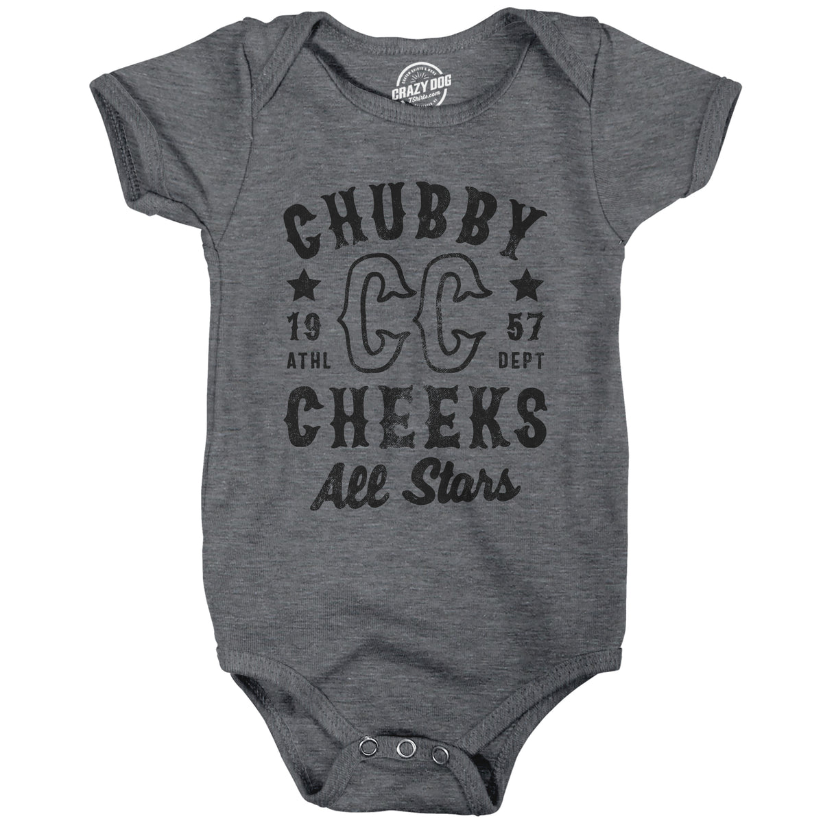 Funny Heather Black - CHEEKS Chubby Cheeks All Stars Onesie Nerdy Sarcastic Tee