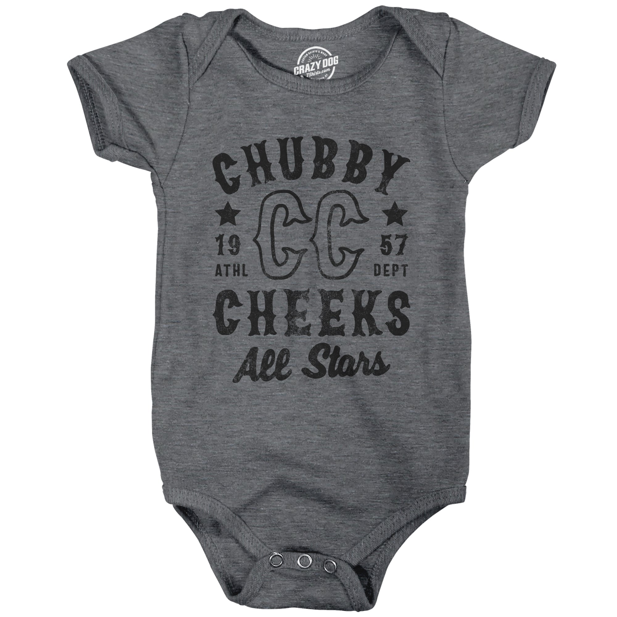 Funny Heather Black - CHEEKS Chubby Cheeks All Stars Onesie Nerdy sarcastic Tee