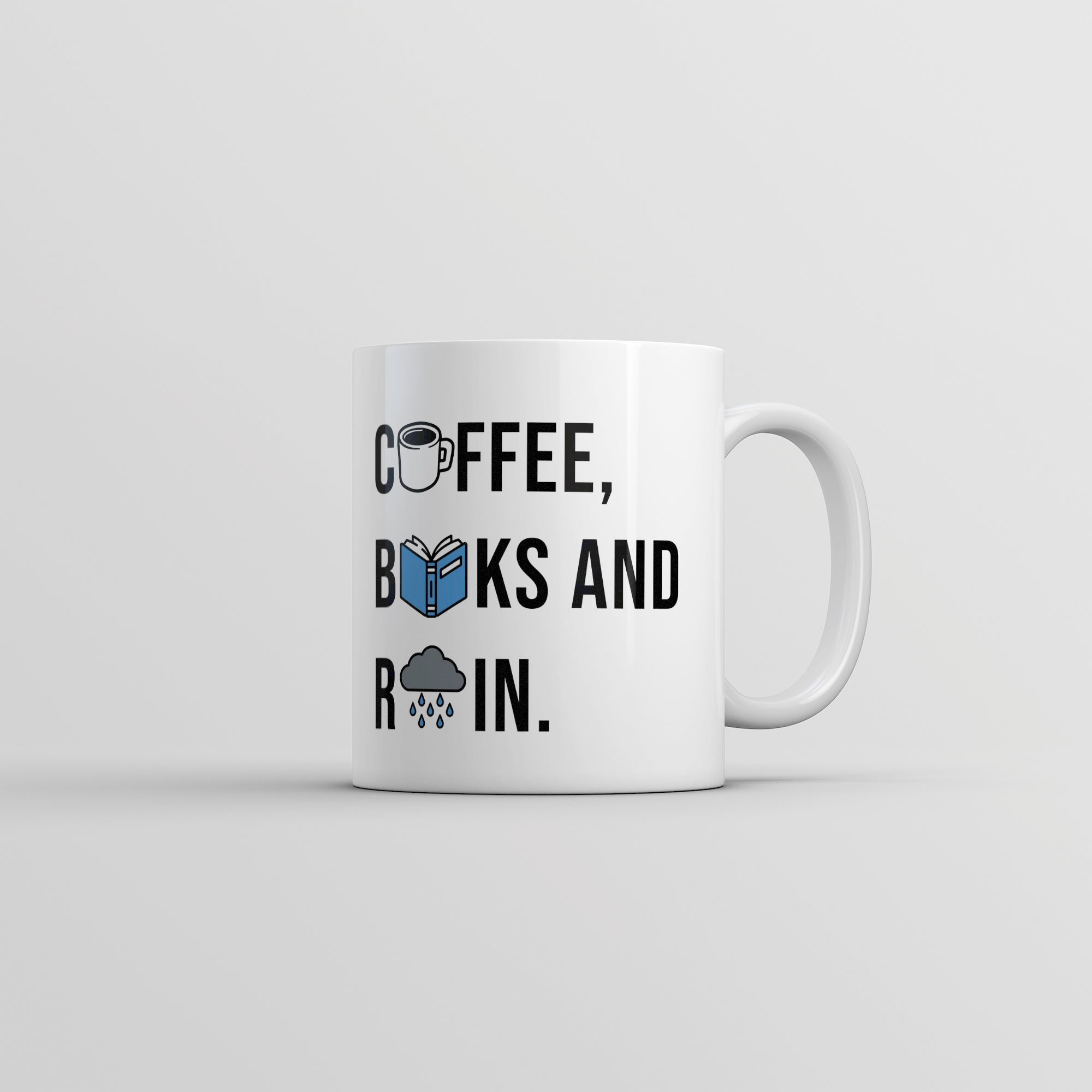 Funny White Coffee Books And Rain Coffee Mug Nerdy Coffee Nerdy Tee