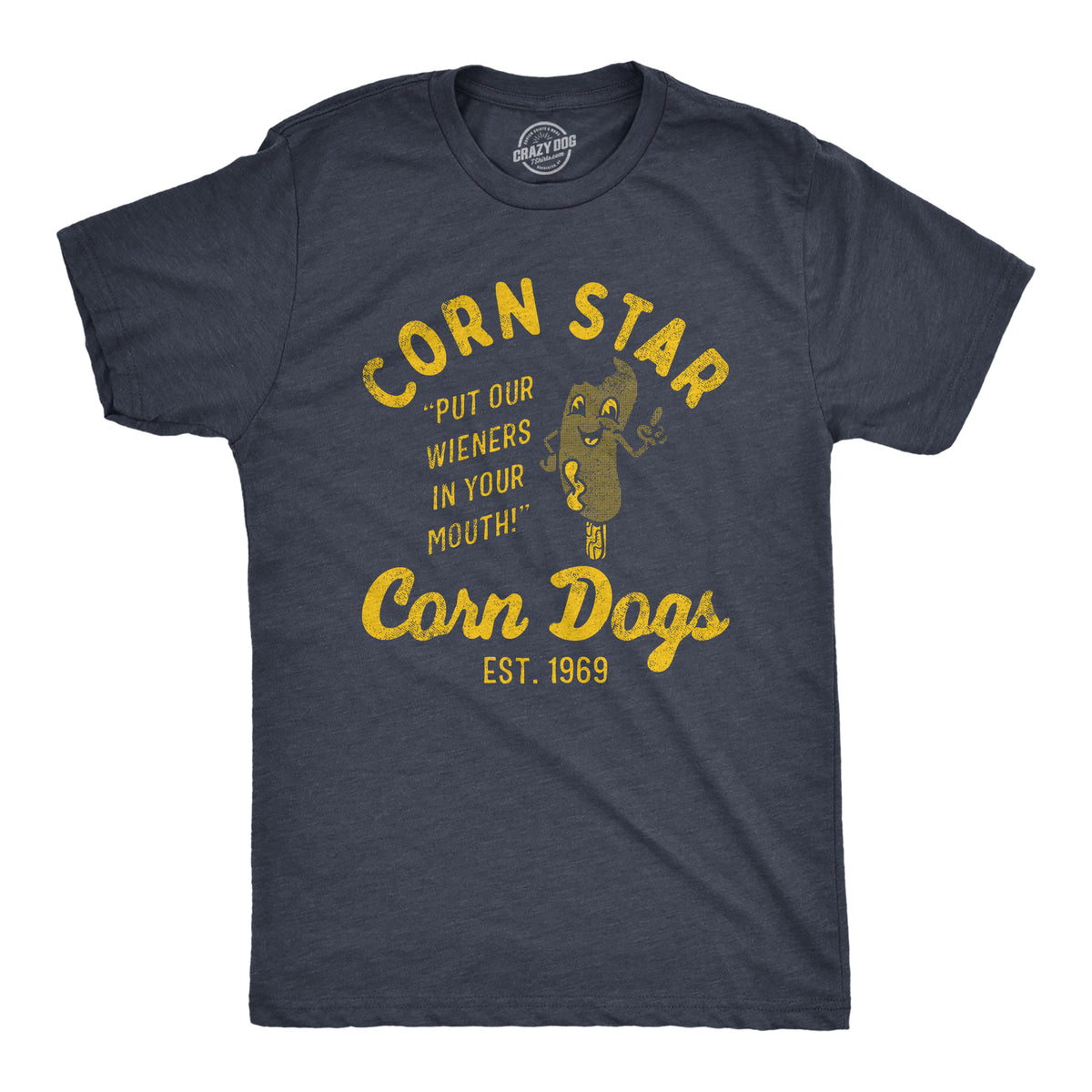 Funny Heather Navy - CORNSTAR Corn Star Corn Dogs Mens T Shirt Nerdy Sarcastic Food Tee