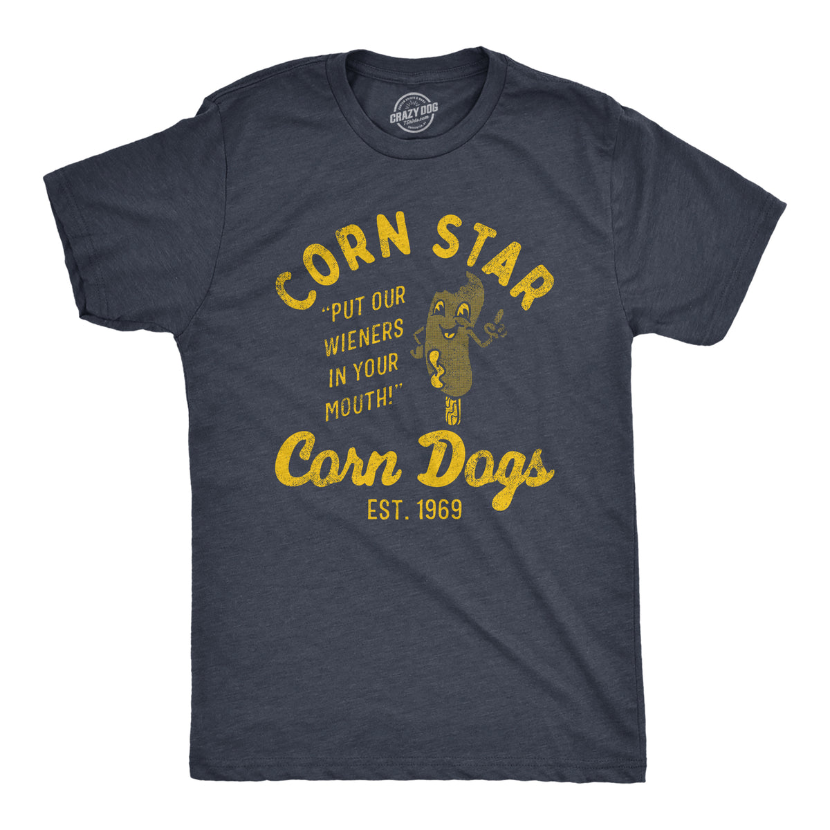 Funny Heather Navy - CORNSTAR Corn Star Corn Dogs Mens T Shirt Nerdy sarcastic Food Tee