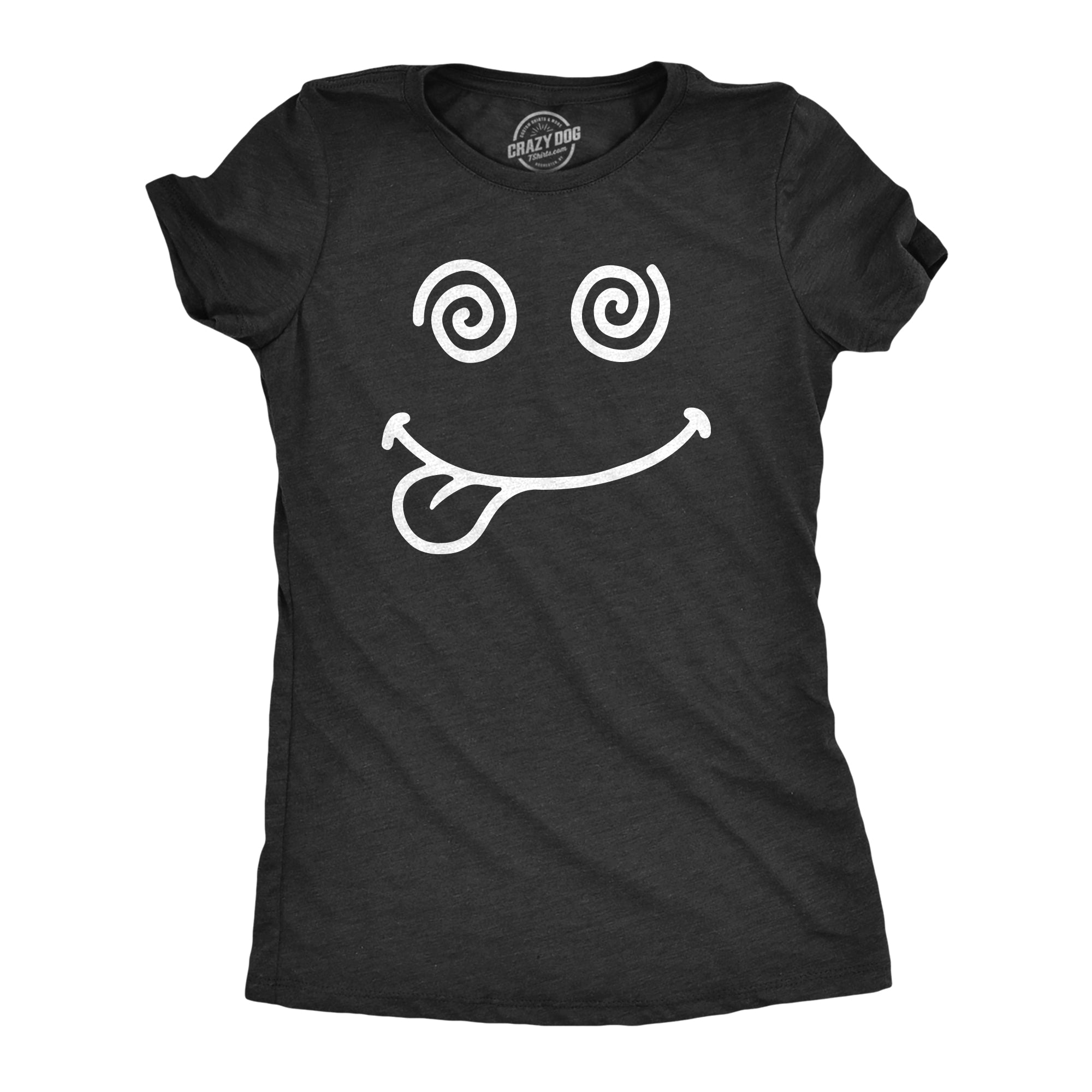 Funny Heather Black - CRAZY Crazy Smile Womens T Shirt Nerdy Sarcastic Tee