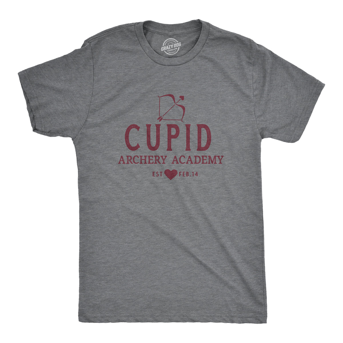Funny Dark Heather Grey - Archery Cupid Archery Academy Mens T Shirt Nerdy Valentine&#39;s Day Tee