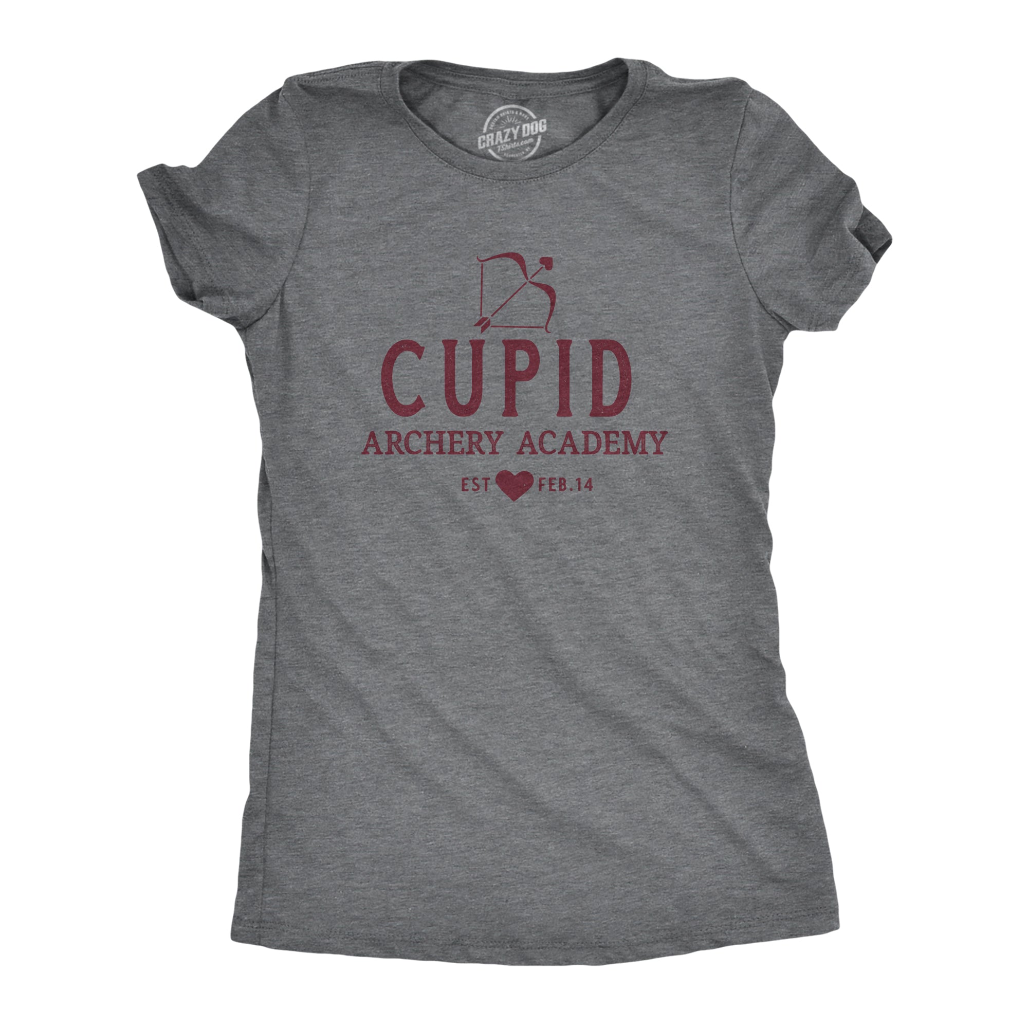 Funny Dark Heather Grey - ARCHERY Cupid Archery Academy Womens T Shirt Nerdy Valentine's Day Tee
