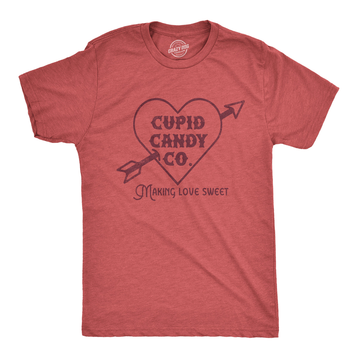 Funny Heather Red - CANDY Cupid Candy Co Mens T Shirt Nerdy Valentine&#39;s Day Tee