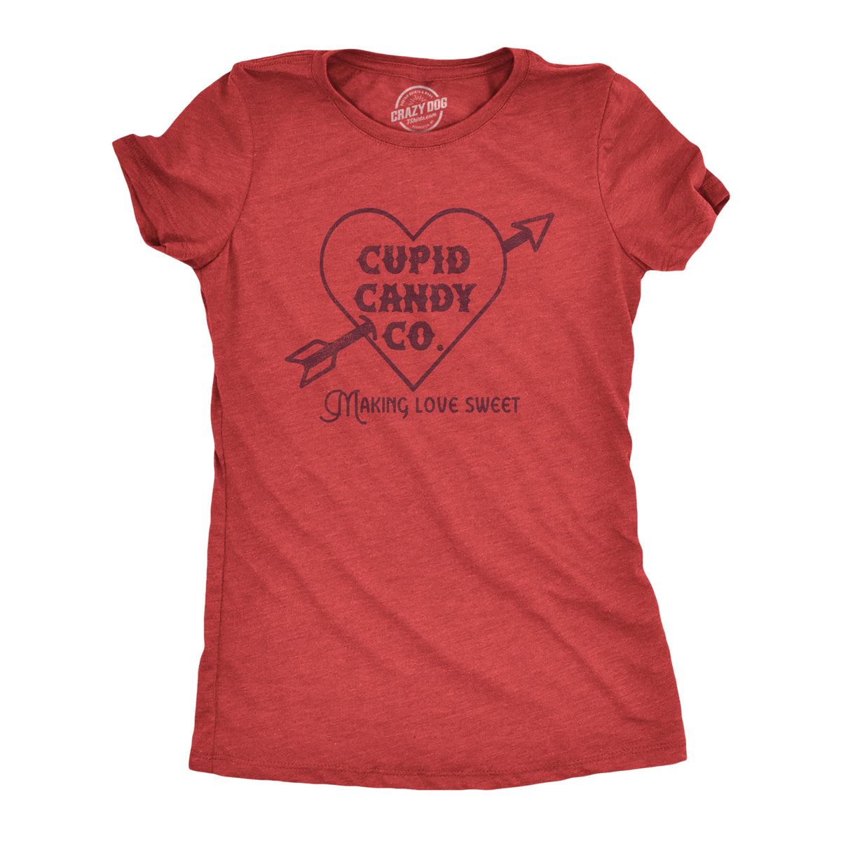 Funny Heather Red - CANDY Cupid Candy Co Womens T Shirt Nerdy Valentine&#39;s Day Tee