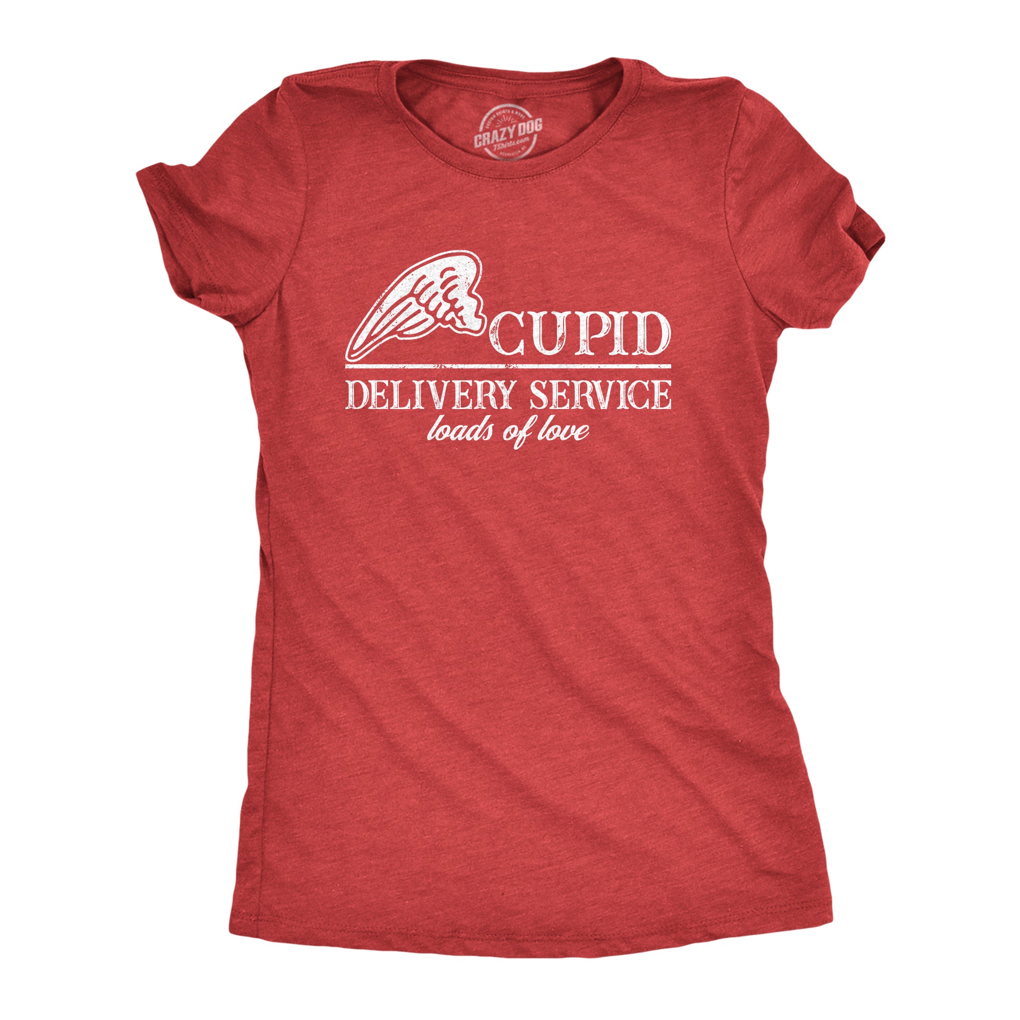 Funny Heather Red - DELIVERY Cupid Delivery Service Womens T Shirt Nerdy Valentine's Day Tee