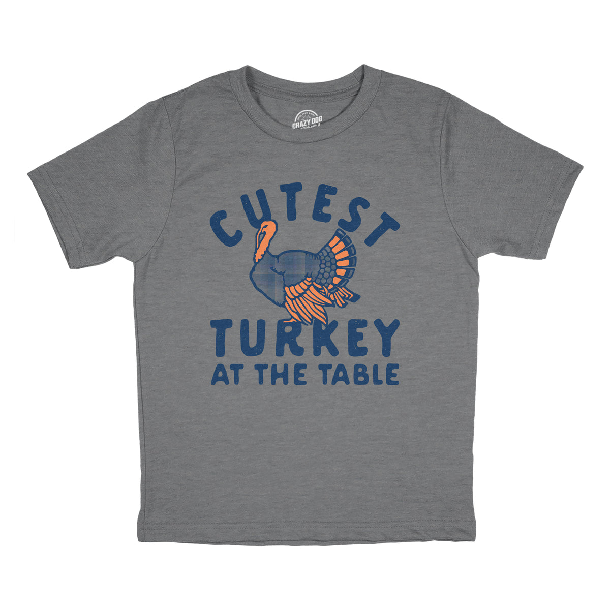 Funny Dark Heather Grey - TURKEY Cutest Turkey At The Table Youth T Shirt Nerdy Thanksgiving Tee