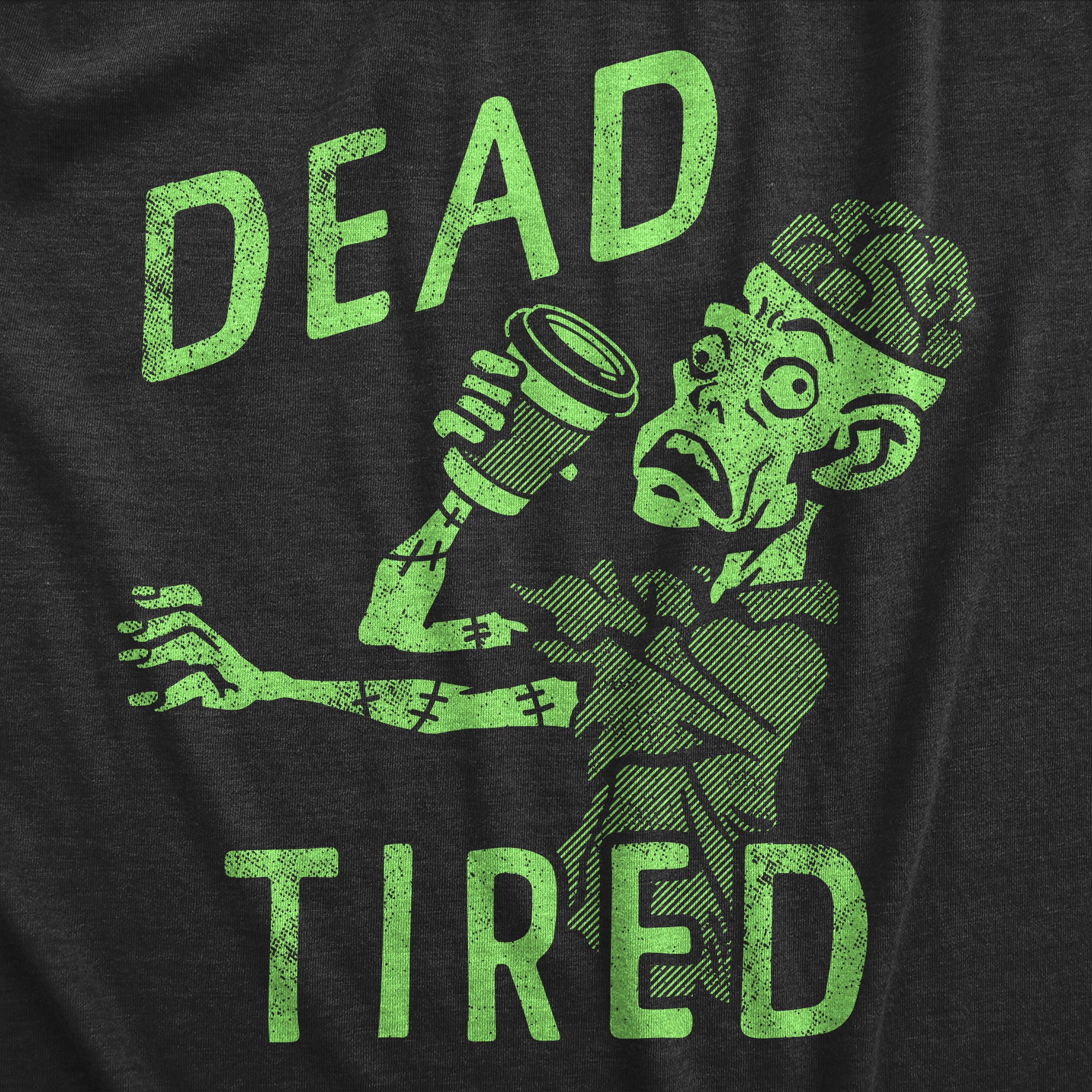 Funny Heather Black - TIRED Dead Tired Mens T Shirt Nerdy Coffee zombie Tee
