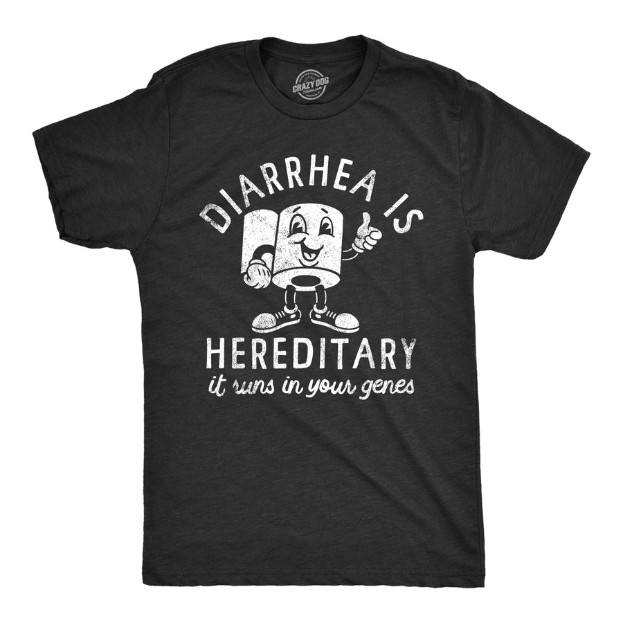 Funny Heather Black - Diarrhea Is Hereditary Diarrhea Is Hereditary It Runs In Your Genes Mens T Shirt Nerdy Toilet sarcastic Tee
