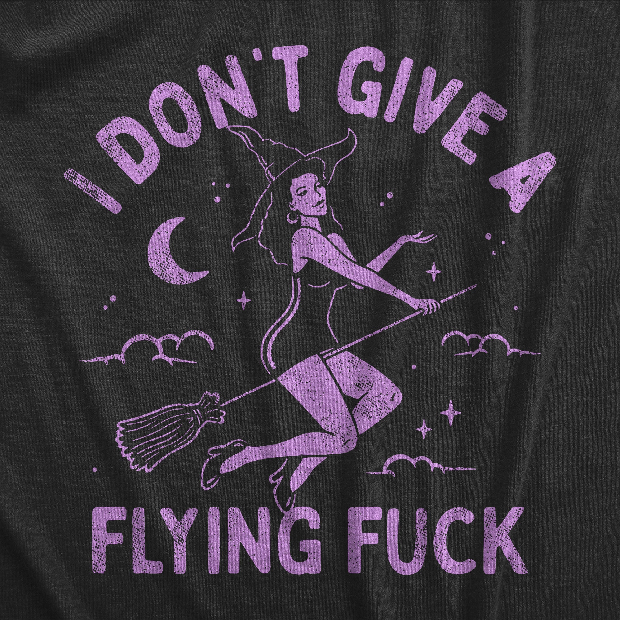 Funny Heather Black - FLYING I Dont Give A Flying Fuck Womens T Shirt Nerdy Halloween Sarcastic Tee