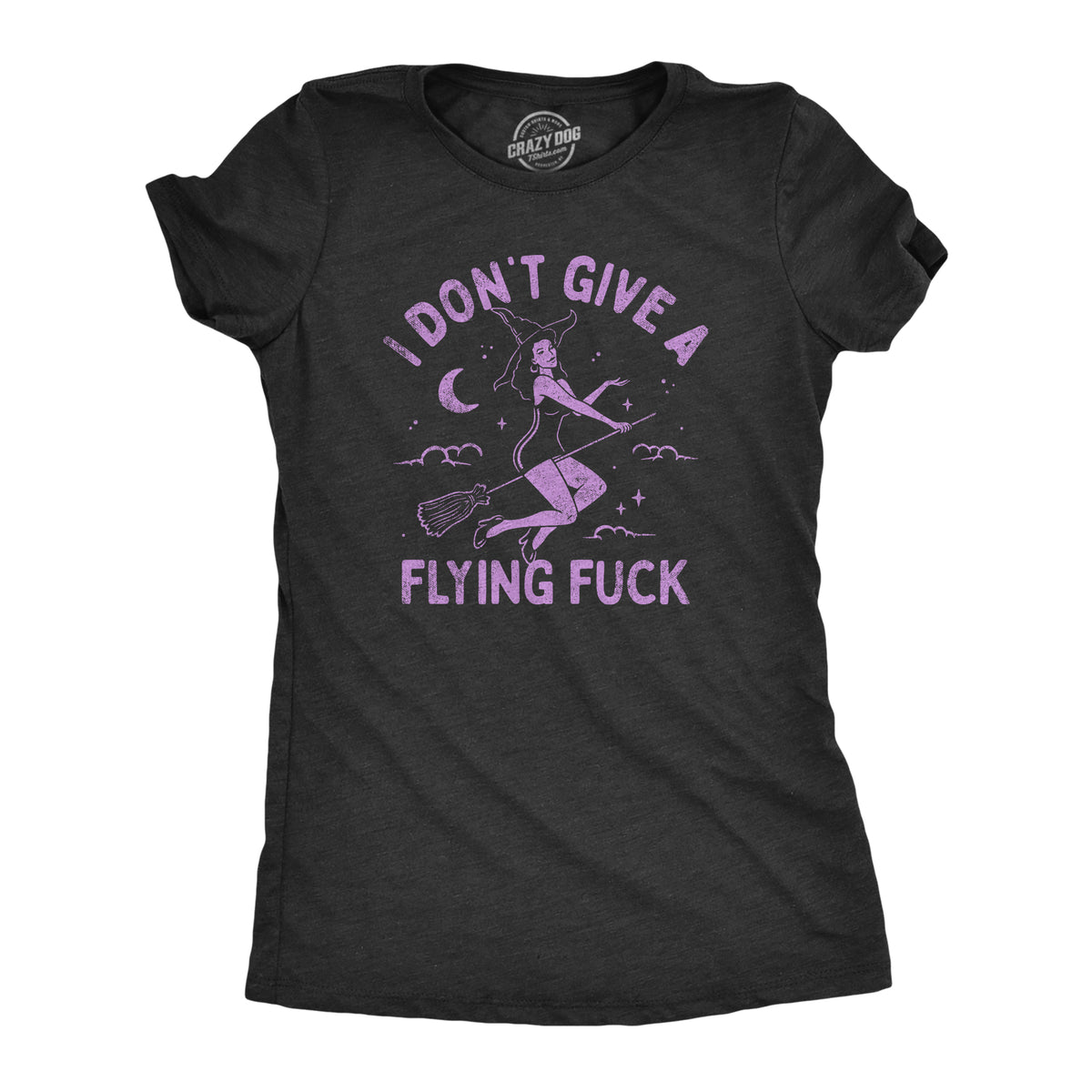 Funny Heather Black - FLYING I Dont Give A Flying Fuck Womens T Shirt Nerdy Halloween Sarcastic Tee