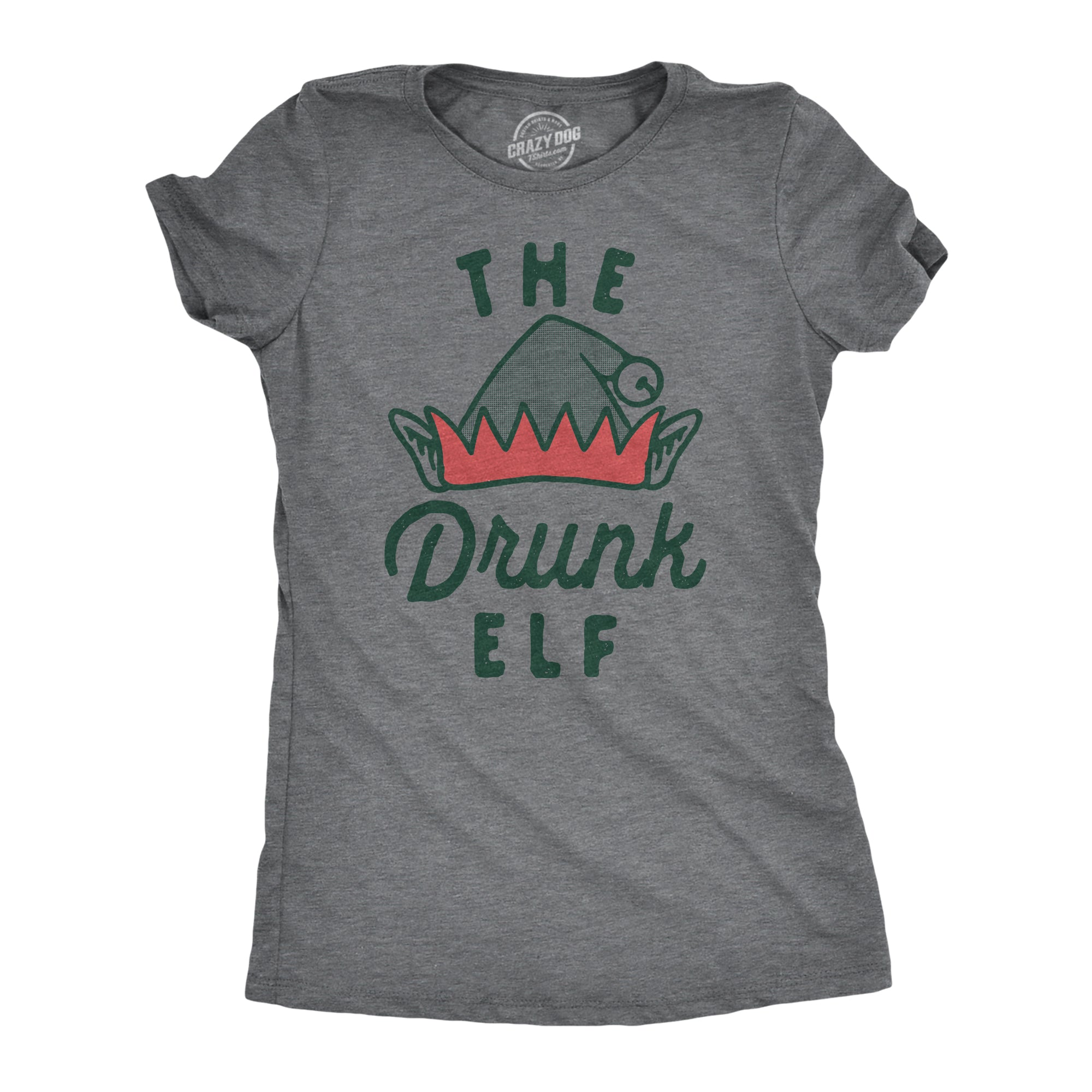 Funny Dark Heather Grey - DRUNKELF The Drunk Elf Womens T Shirt Nerdy Christmas Drinking Tee