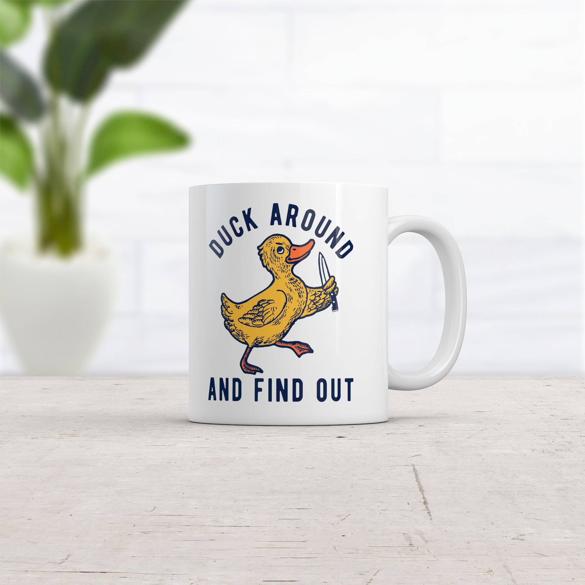 Funny White Duck Around And Find Out Coffee Mug Nerdy animal sarcastic Tee