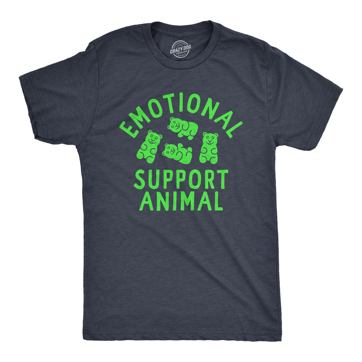 Funny Heather Navy - EMOTIONAL Emotional Support Animal Gummy Bear Mens T Shirt Nerdy Sarcastic Tee