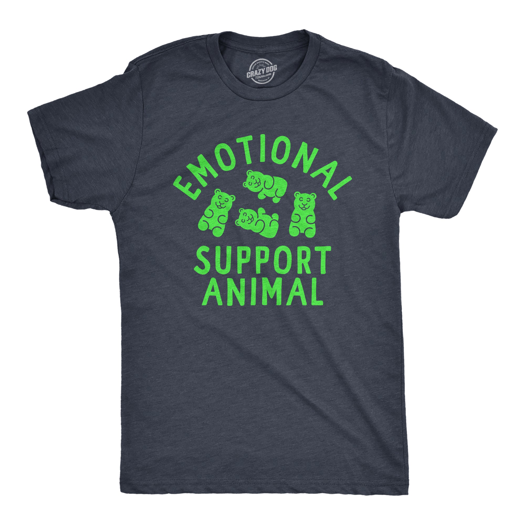 Funny Heather Navy - EMOTIONAL Emotional Support Animal Gummy Bear Mens T Shirt Nerdy sarcastic Tee