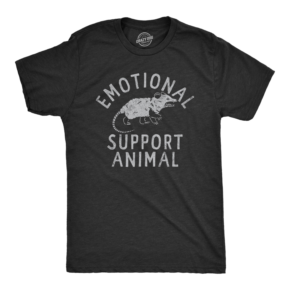 Funny Heather Black - SUPPORT Emotional Support Animal Possum Mens T Shirt Nerdy animal sarcastic Tee