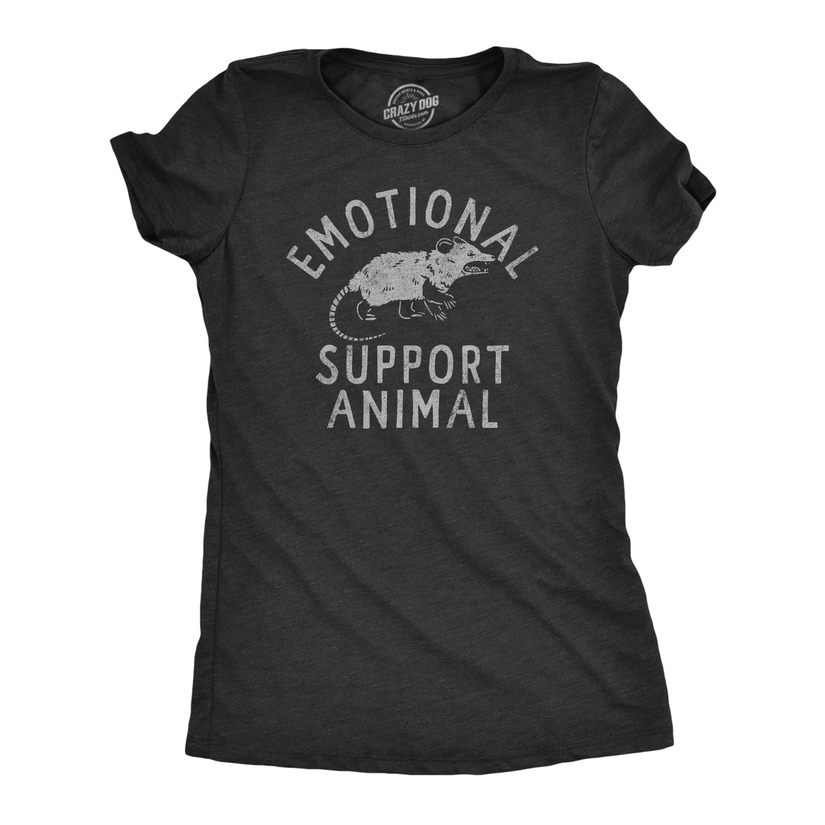 Funny Heather Black - SUPPORT Emotional Support Animal Possum Womens T Shirt Nerdy animal sarcastic Tee