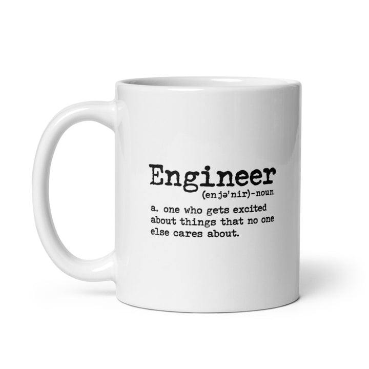 Funny White Engineer Definition Coffee Mug Nerdy Science Sarcastic Tee