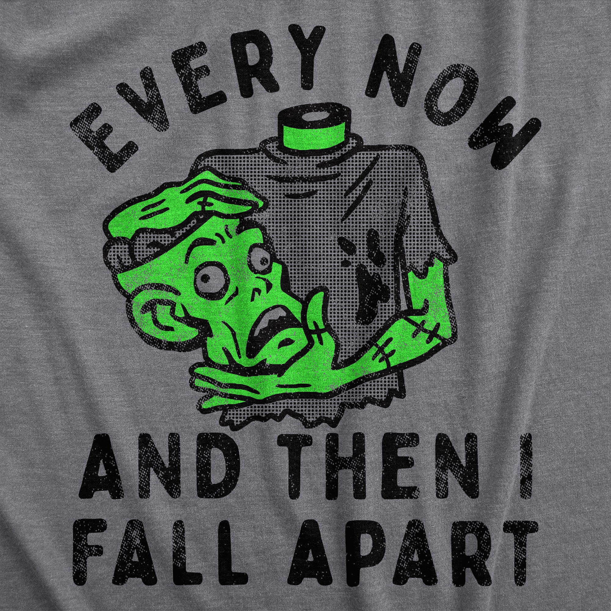 Funny Dark Heather Grey - APART Every Now And Then I Fall Apart Womens T Shirt Nerdy Halloween Zombie Tee