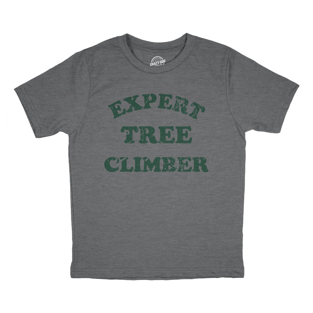 Funny Dark Heather Grey - CLIMBER Expert Tree Climber Youth T Shirt Nerdy Sarcastic Tee